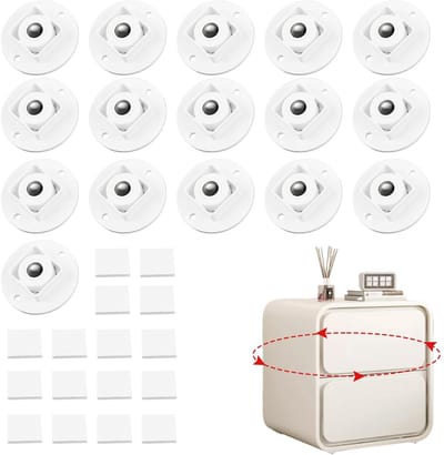 Dailygoods - Meubelwielen, platte zwenkwielen voor meubels, 16 stuks, voor kleine meubels, tafelwielen, wordt geleverd met niet-markerende band, kastwielen, afzonderlijke meubelwielen met een draagvermogen van 10