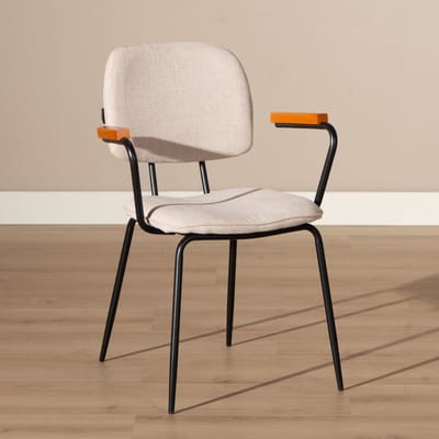 Bronx71® Scandinavische eetkamerstoel Oskar beige gerecyclede stof - stoel