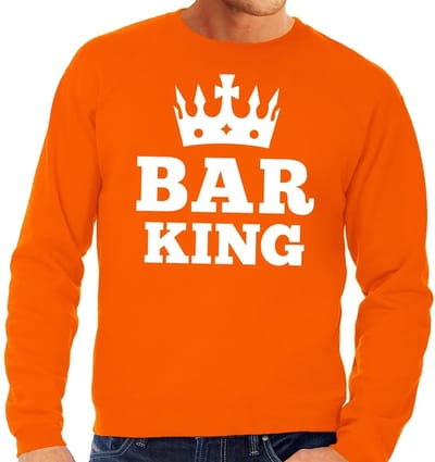 Oranje Bar King sweater heren - Oranje Koningsdag kleding S