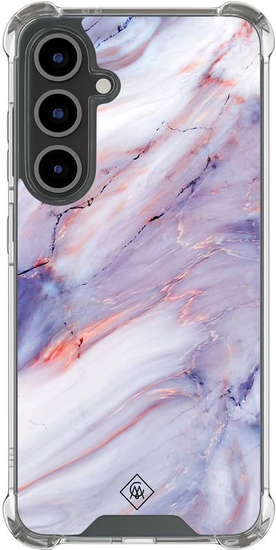 Casimoda® hoesje - Geschikt voor Samsung Galaxy S24 FE - Marmer Paars - Shockproof case - Extra sterk - TPU/polycarbonaat - Paars, Transparant