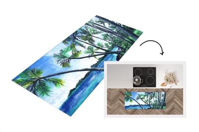 Keukenloper - Loper keuken - Palmboom - Water - Lucht - 120x50 cm - Keukenloper vinyl
