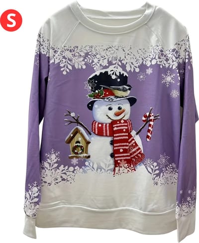 Bovista Kersttrui - Dames - Foute Kersttrui - Christmas Sweater - Kerst Sweater - Christmas Jumper - Pyjama - Pullover - Sneeuwpop - Paars - Maat S