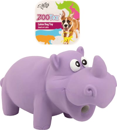 AFP Reginald the Rhino - Hondenspeelgoed - ZooTex - Latex hondenspeeltje - Met knorgeluid - S - Nijlpaard