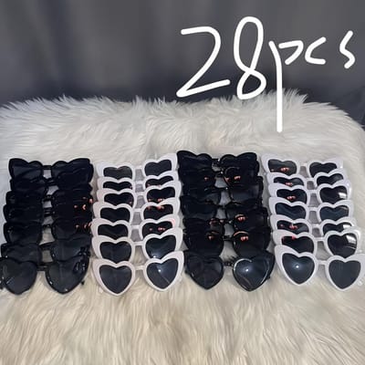 28 stuks hartvormige brillen voor bruiloftsfeestartikelen, perfect cadeau voor vrienden en familiefeesten black