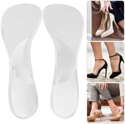 Allecto - Transparante Gel Inlegzolen - Antislip en Ondersteuning voor de Voetboog - Ademend en Zelfklevend - Voor vrouwen - Comfortabele zool - Ge...