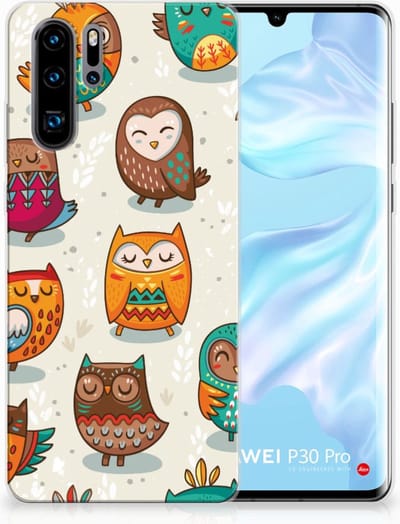 Huawei P30 Pro TPU Hoesje Vrolijke Uilen