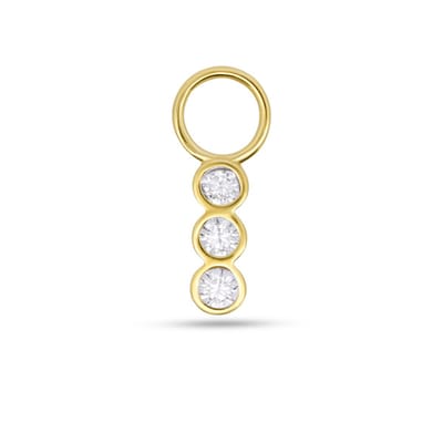 New Bling - 9NBG-O101 - 14K geelgoud – Oorbelhanger - per stuk – 3 Cirkels – Zirkonia