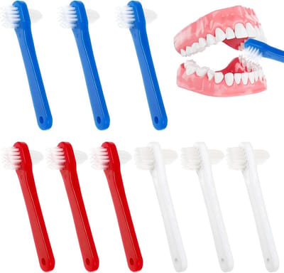 Tandenborstels Gebit - Dubbele Kop - Gebitsreiniging - Hangend Ontwerp - 9 Stuks - Multicolor