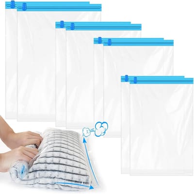 Vacuumzakken - Compressiezakken - Oprolbare Vacuumzakken - Herbruikbare oprolbare compressiezakken - reiscompressietassen - Compressie-inpakzakken voor kleding, beddengoed en bagage - 4 maten 8-pack