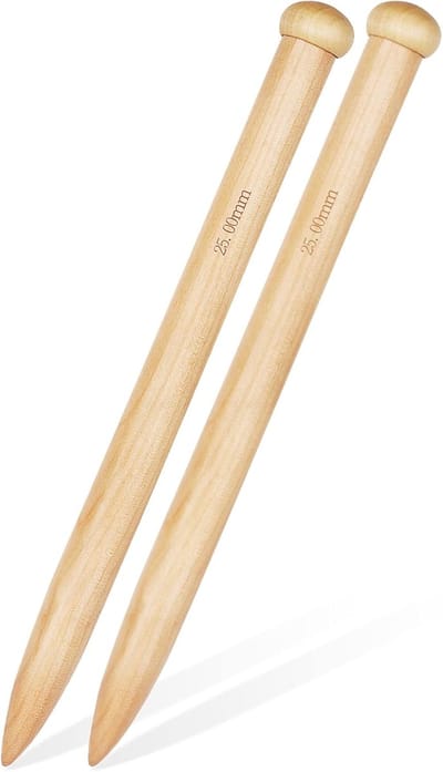 Jumbo 25 mm, dik hout, 35 cm lang, enorme bamboe breinaalden voor dik garen, gigantische breinaalden voor zware dekens, extra grote dikke breinaalden