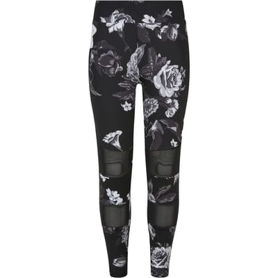Urban Classics - Tech Mesh AOP dark flower Kinder Legging - Kids 110/116