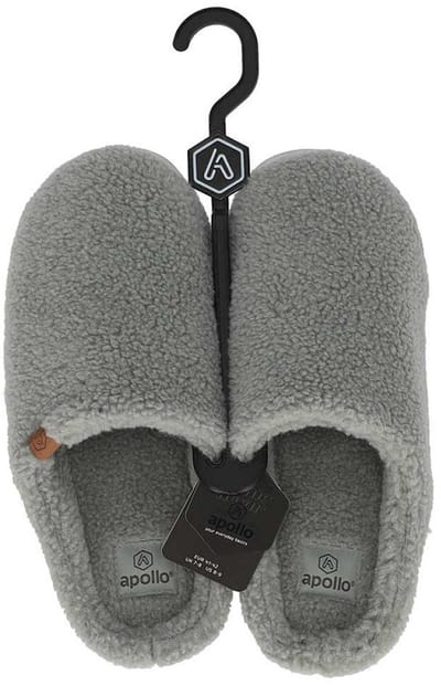 Warme teddy heren slippers - Heren pantoffels met stevige zool - Wollen slippers - 42 - Grijs