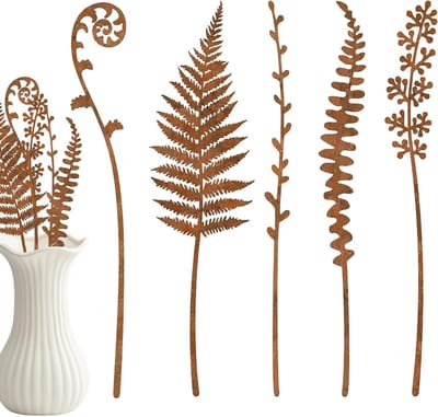 Tuinpalen Decoratief - Bloemensteunen Vintage - Planten Ondersteunen - Roestwerende Coating - 5 Stuks - Roestbruin