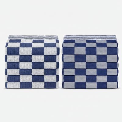 Theedoeken en Keukendoeken set - Horeca - Geblokt - Blauw