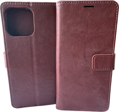 Portemonnee Book Case Hoesje Geschikt voor: iPhone 14  Pro -  bruin