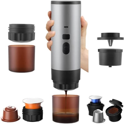 Nexvo® Draagbare Koffiemachine - Blender To Go - Draagbare Blender - Grijs - ‎7cm x 7cm x 24cm