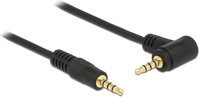 3,5mm Jack 4-polig audio/video kabel AWG24 - haaks / zwart - 1 meter