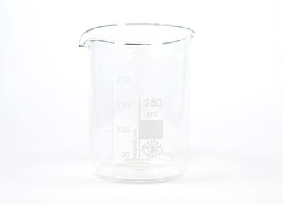 VOS Bekerglas 250 ml laag model – hittebestendig borosilicaatglas 3.3 – 1 stuk