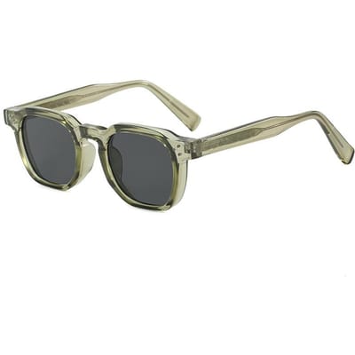 Retro Klinknagels Vierkante Zonnebril Mannen Vrouwen Mode Blauw Groen UV400 Bescherming Transparant Montuur Trending Kleuren beige