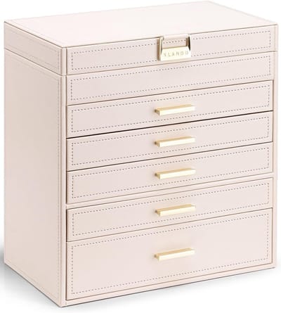 Grote juwelendoos - Sieradenhouder organizer - Lade opbergen - Zes lagen - 28x28x15 cm - Roze