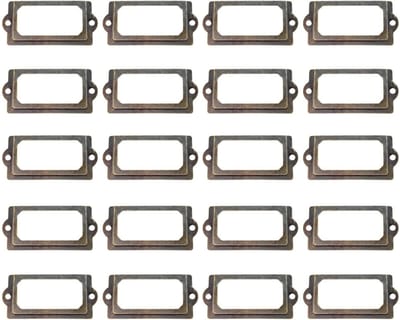 Dailygoods- Kastdeurlabelhouder 20 Stuks - Retro Etikettenhouder - Metalen Etikettenhouder - Geschikt voor Kasten/Laden - Robuust/IJzer - Inclusief Schroeven