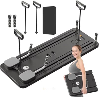 Merctic® Pilates Reformer Zwart - Pilates Board - Buikspier Oefenbord - Buikspiertrainer - Fitnesstrainer - Multifunctioneel - Inklapbaar