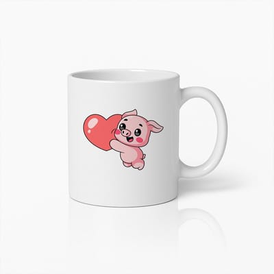 Schattig Varkentje met Hart Mok – Liefdevolle Dierenbeker voor Cadeaus & Dierenliefhebbers