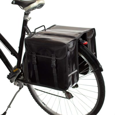Famanu - Classic CW Waterdichte dubbele fietstas, voor fiets, pendelaar, boodschappentas, zwart