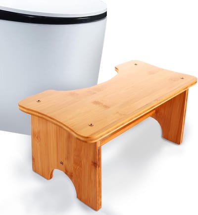 Toiletkruk Hout - Voetenbankje Kruk - Natuurlijke Stoelgang - Antislip Ontwerp - 30 x 19 x 17 cm - Houtkleur
