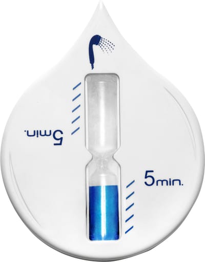 Zandloper - 2 stuks - badkamer/douche timer - 5 minuten - wit/blauw - 6 x 12 cm