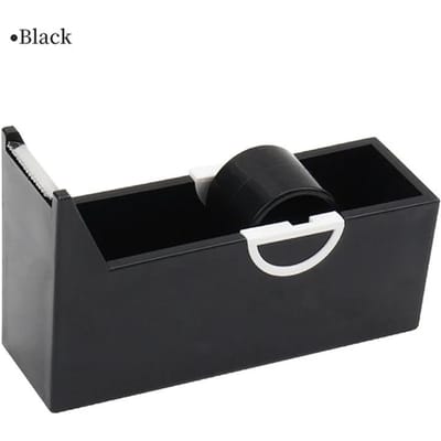 Distributeur de ruban adhésif en plastique, rouleau de ruban adhésif, coupe-ruban, papeterie scolaire, fournitures de bureau, accessoires, outils d'emballage noir