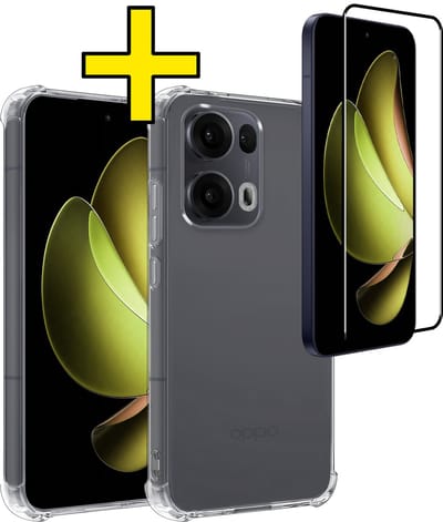 Hoesje - Met Screenprotector - Geschikt voor Oppo Reno 13 Pro - Sterk & Shockproof - Siliconen Case - Back Cover - Telefoon Hoes - Shock Proof - Telefoonhoesjes - Transparant