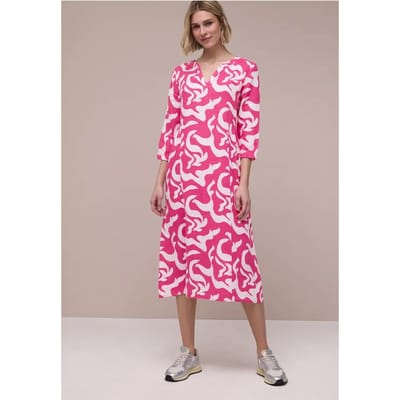 Linnen midi-jurk met print