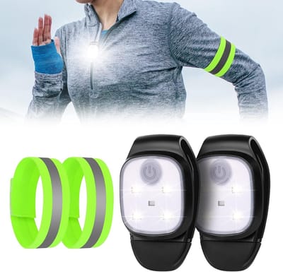 Clip-on hardlooplichten met 4 lichtstanden, waterdicht en oplaadbaar, ideaal voor hardlopen, kamperen en wandelen (2 stuks)