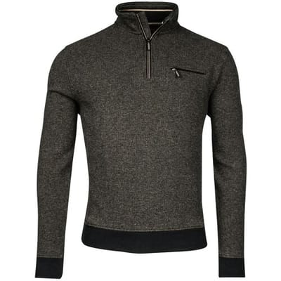 Baileys Trui Half Zip 2-Tone Jacquard Doubleface Interlock Sweat Donker Beige / male