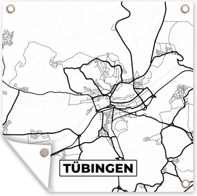 Tuin poster Plattegrond - Kaart - Tübingen - Stadskaart - 200x200 cm - Tuindoek