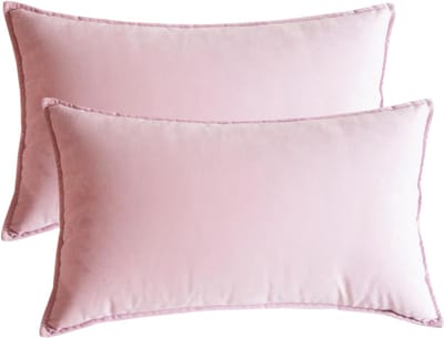 Kussenhoezen Set - Decoratieve Hoezen - Bank Decoratie - Zachte Fluweelkwaliteit - 30x50 cm - Lichtroze