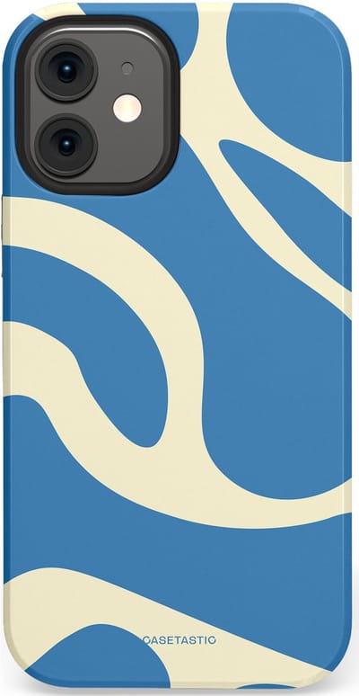 Casetastic hoesje geschikt voor Apple iPhone 12 Mini - Dubbellaagse bescherming - Lichtblauwe water vlekken - Fashion Case - Lavendel Crème Lichtblauw