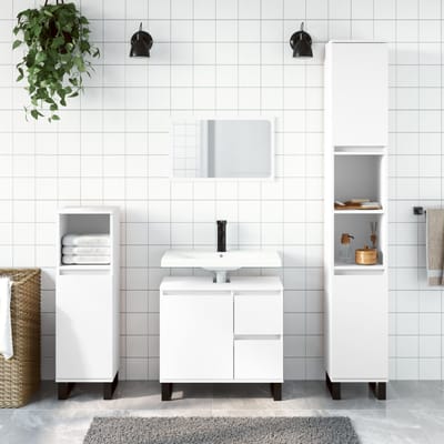 vidaXL - 3-delige - Badkamermeubelset - bewerkt - hout - wit