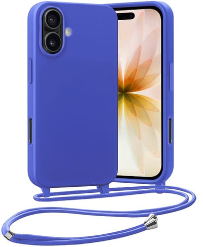 Hoesje Geschikt voor iPhone 17 Hoes Met Telefoonketting - Backcover Geschikt voor iPhone 17 Case Met Koord - Felblauw