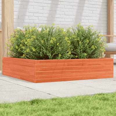 vidaXL - Plantenbak - 100x100x23 - cm - massief - grenenhout - wasbruin