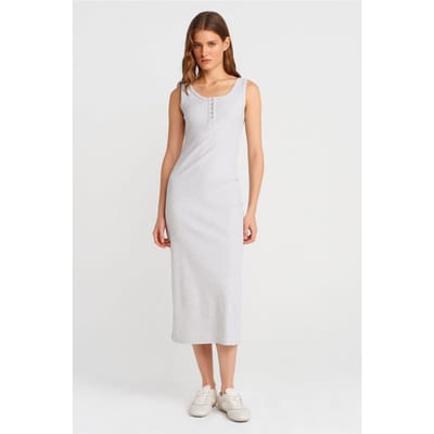 Gestreepte Midi Bodycon Jurk Met Knopen