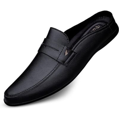 Mocassins tendance pour hommes, pantoufles en cuir véritable, chaussures confortables et antidérapantes pour la conduite 41 noir