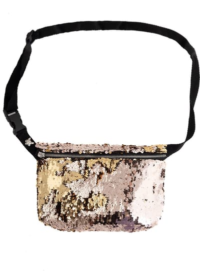 KIMU® Heuptas Pailletten Rosé Goud - Fanny Pack Heuptas - Sequin Tasje Mermaid Zeemeermin Glitter Crossbody Tas Roségoud Festival