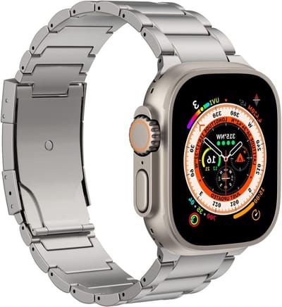 Titanium Horlogeband voor Apple Watch Ultra 49mm 45mm 44mm 42mm, Metalen Vervangband met Dubbele Drukknop Sluiting, Geschikt voor Series SE 2 SE 8 7 6 5 4 3 2 1, Duurzaam en Stijlvol