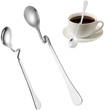 Dailygoods- Honinglepels Set van 2 - Roestvrij Staal - Hanglepels - Antislip - Voor Jam/Koffie - 17 cm/12,5 cm - Zilver - Lepels