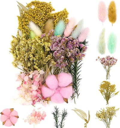 Natuurlijke Gedroogde Bloemen - Gemengde DIY Set voor Kunst - Ambachten - Resin - Scrapbooking - Kaarten Maken (Roze)