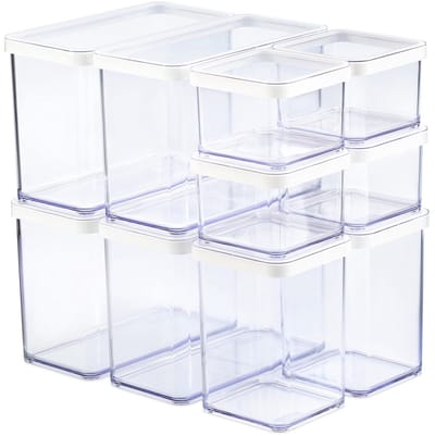 Rotho Loft voedselbewaardozen - set van 10 stuks - wit - 4x 0.55 liter, 4x 2.1 liter en 2x 1 liter