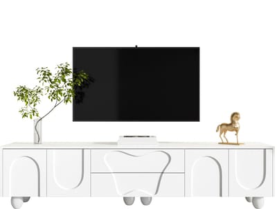 TV-Meubel - 180 cm - Lowboard met Houten Poten en Opbergruimte - MDF - Wit