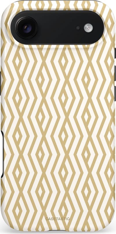Casetastic hoesje geschikt voor Apple iPhone Air - MagSafe - Dubbellaagse bescherming - Art Deco Goud - Fashion Case - Beige Wit